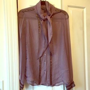 French Connection plum beaded dress shirt